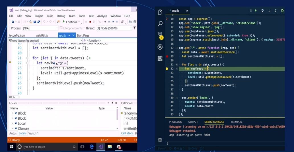 #VS Live Share è un nuovo servizio per condividere lo schermo in tempo reale. funziona su #vs2017, #vscode e sarà lanciato nel 2018. #MSFTConnect